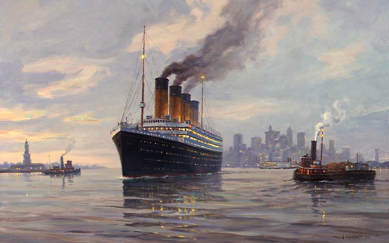 Product Description: Olympic Steams out of New York Harbor by William G. Muller</br></br>Operated by the White Star Line between 1911 and 1934, RMS Olympic was the largest ocean liner in the world at the time of her launch and was only surpassed by her sister ship, Titanic, for a short while. She served as a troop ship during World War One but regained her reputation as a fast luxury liner after the war until she was retired from transAtlantic service and sold for scrap in 1935.</br></br>Generously donated by William G. Muller from his Personal Collection. Muller grew up on the Hudson River. As a young man, he served as quartermaster aboard SS Alexander Hamilton in the 1950s and went on to become a master painter, specializing in the steamboat era in the Hudson River and beyond. A founding director and Fellow of the American Society of Marine Artists, Muller serves as an advisor to the National Maritime Historical Society.</br></br>SIGNED AND NUMBERED - ONLY 15 REMAINING - LIMITED EDITION OF 950</br></br>Image size: 16" x 25"</br>Sheet size: 23" x 30 1/2"</br> Olympic by William Muller