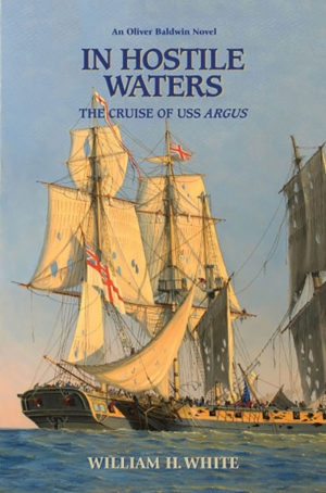 Product Description: Argus, commanded by W. Henry Allen, was tasked with carrying the U.S. Minister to France. Following the safe delivery of the minister, Argus was ordered to sail into British waters and become a commerce raider for as long as possible. Obviously, an open ended commission and one inherently perilous. Oliver Baldwin (The Greater the Honor, In Pursuit of Glory) sails as 1st Lieutenant. Edward Ballantyne (When Fortune Frowns, Gun Bay) commands the British ship sent to stop them.</br></br>White's well-known style of intermingling real historical characters with a few fictitious ones makes for a riveting read and, at the same time, enables the reader to learn a bit about one of the most heroic and little-known naval events of the War of 1812.</br> In Hostile Waters by William H. White